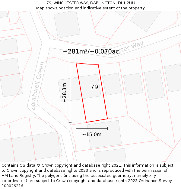 79, WINCHESTER WAY, DARLINGTON, DL1 2UU: Plot and title map