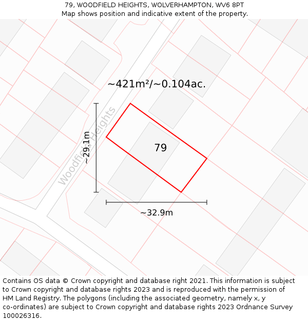 79, WOODFIELD HEIGHTS, WOLVERHAMPTON, WV6 8PT: Plot and title map