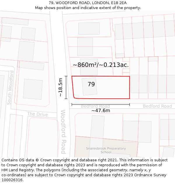 79, WOODFORD ROAD, LONDON, E18 2EA: Plot and title map