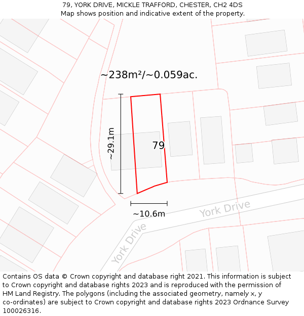 79, YORK DRIVE, MICKLE TRAFFORD, CHESTER, CH2 4DS: Plot and title map