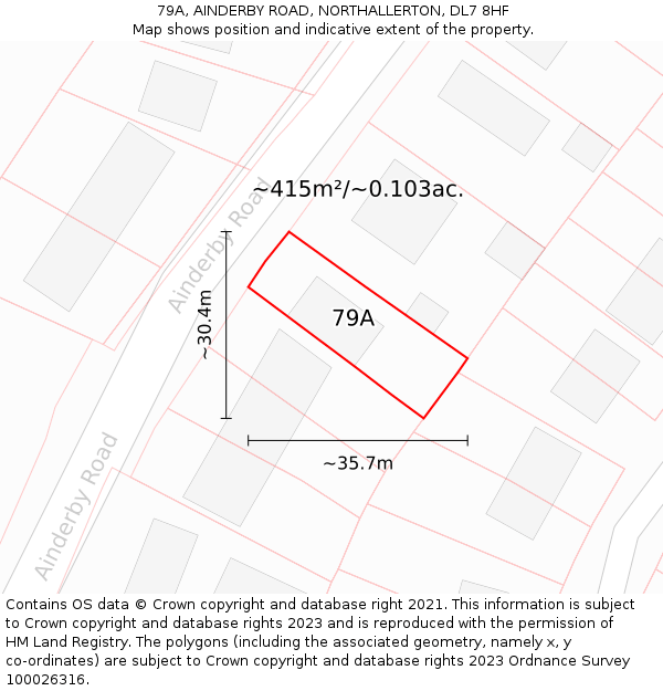 79A, AINDERBY ROAD, NORTHALLERTON, DL7 8HF: Plot and title map