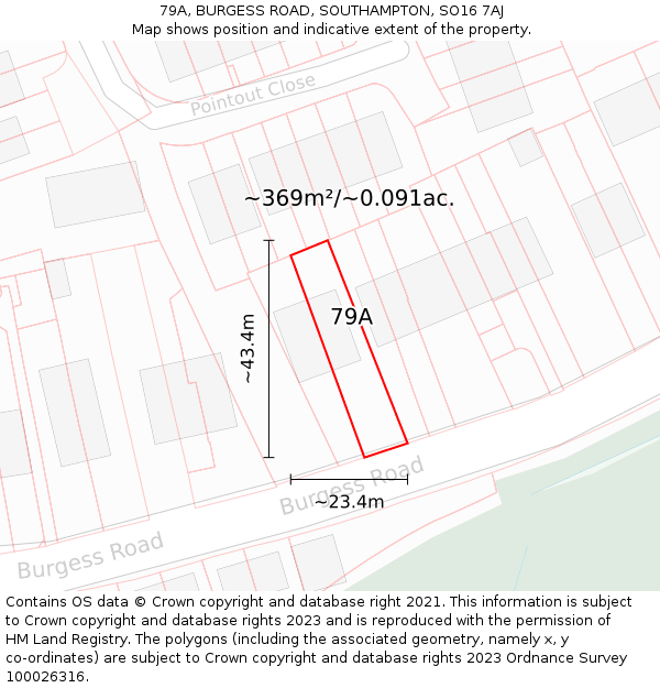 79A, BURGESS ROAD, SOUTHAMPTON, SO16 7AJ: Plot and title map