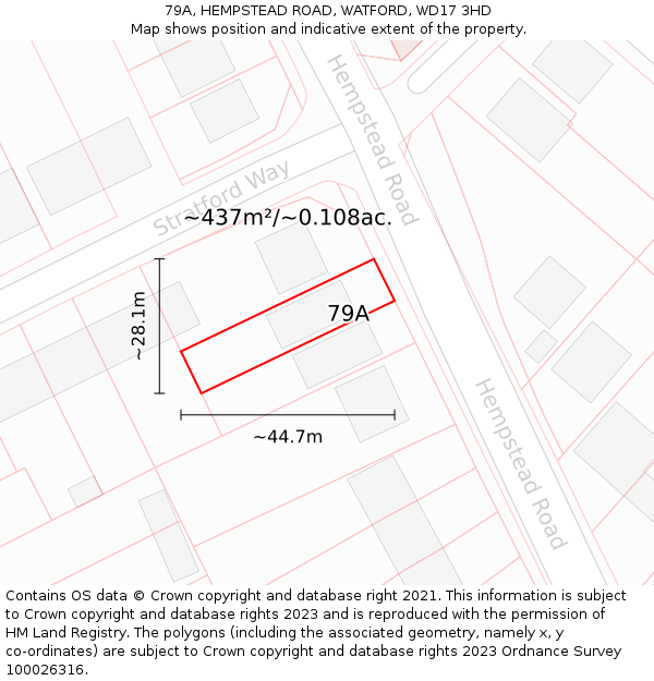 79A, HEMPSTEAD ROAD, WATFORD, WD17 3HD: Plot and title map