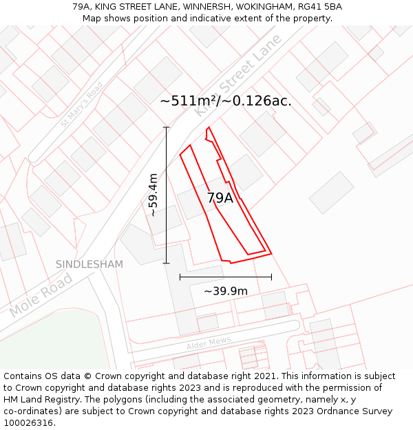 79A, KING STREET LANE, WINNERSH, WOKINGHAM, RG41 5BA: Plot and title map