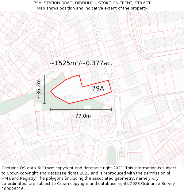 79A, STATION ROAD, BIDDULPH, STOKE-ON-TRENT, ST8 6BT: Plot and title map