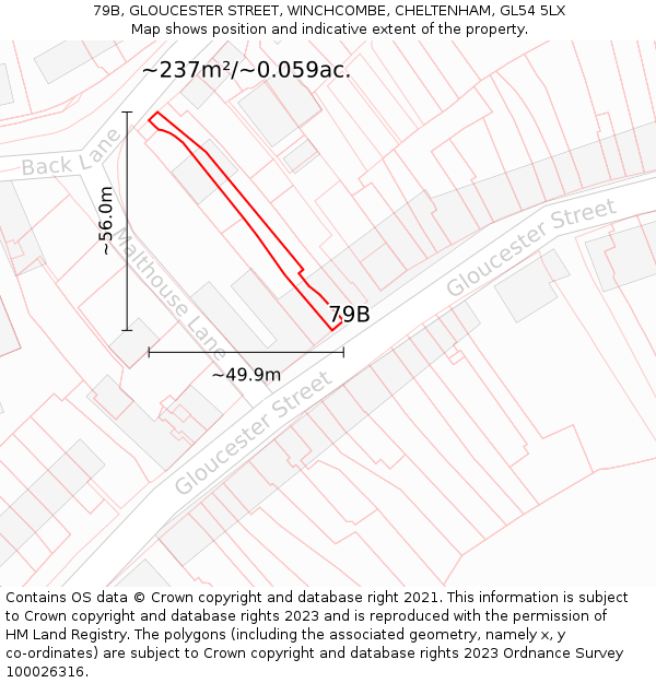 79B, GLOUCESTER STREET, WINCHCOMBE, CHELTENHAM, GL54 5LX: Plot and title map