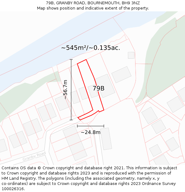 79B, GRANBY ROAD, BOURNEMOUTH, BH9 3NZ: Plot and title map
