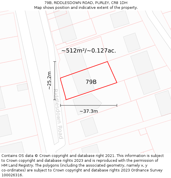 79B, RIDDLESDOWN ROAD, PURLEY, CR8 1DH: Plot and title map