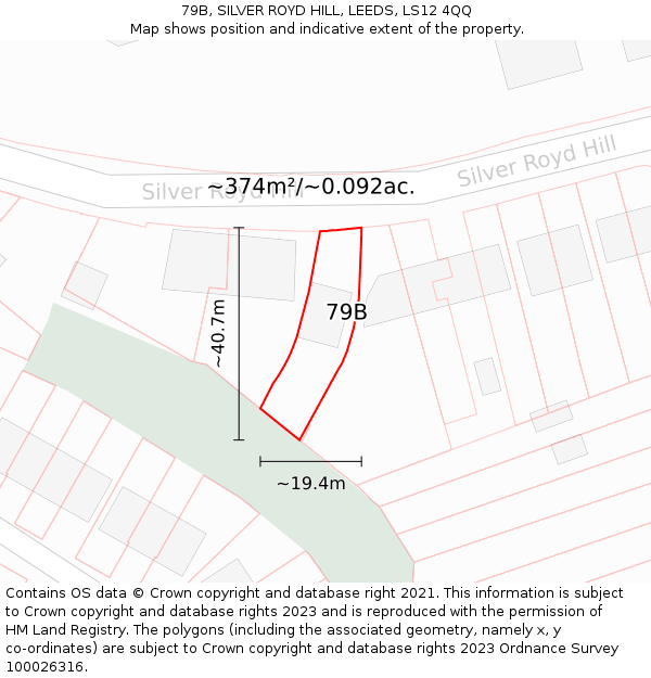 79B, SILVER ROYD HILL, LEEDS, LS12 4QQ: Plot and title map