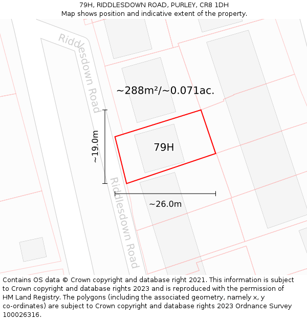 79H, RIDDLESDOWN ROAD, PURLEY, CR8 1DH: Plot and title map