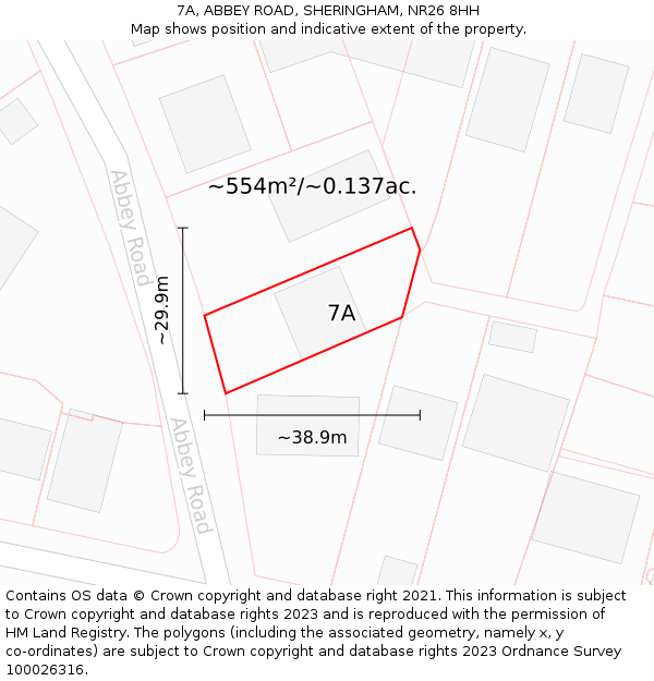 7A, ABBEY ROAD, SHERINGHAM, NR26 8HH: Plot and title map