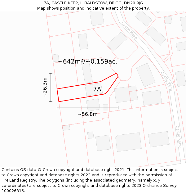 7A, CASTLE KEEP, HIBALDSTOW, BRIGG, DN20 9JG: Plot and title map