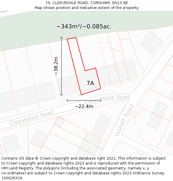 7A, CLEEVEDALE ROAD, CORSHAM, SN13 9JF: Plot and title map