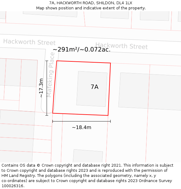 7A, HACKWORTH ROAD, SHILDON, DL4 1LX: Plot and title map