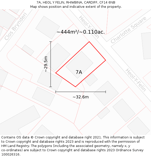 7A, HEOL Y FELIN, RHIWBINA, CARDIFF, CF14 6NB: Plot and title map