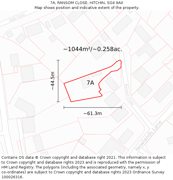 7A, RANSOM CLOSE, HITCHIN, SG4 9AX: Plot and title map