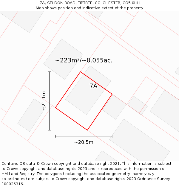 7A, SELDON ROAD, TIPTREE, COLCHESTER, CO5 0HH: Plot and title map