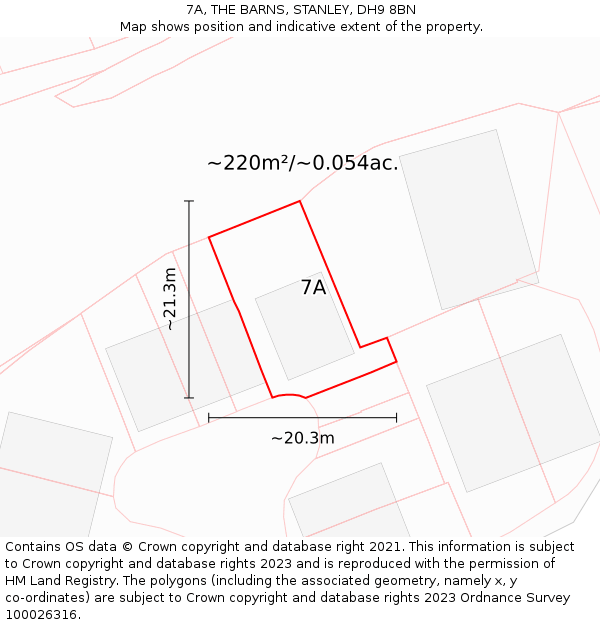 7A, THE BARNS, STANLEY, DH9 8BN: Plot and title map