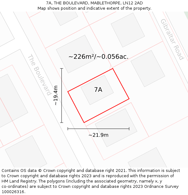 7A, THE BOULEVARD, MABLETHORPE, LN12 2AD: Plot and title map