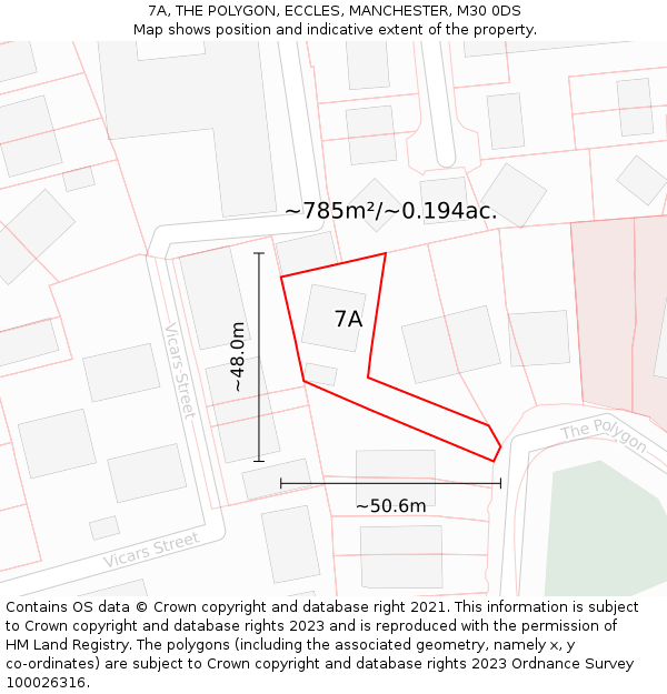 7A, THE POLYGON, ECCLES, MANCHESTER, M30 0DS: Plot and title map