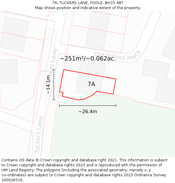 7A, TUCKERS LANE, POOLE, BH15 4BT: Plot and title map
