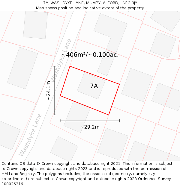 7A, WASHDYKE LANE, MUMBY, ALFORD, LN13 9JY: Plot and title map