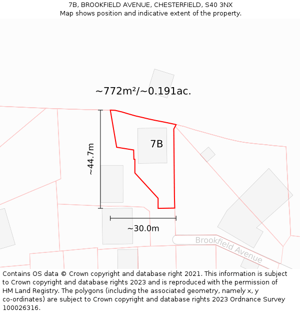 7B, BROOKFIELD AVENUE, CHESTERFIELD, S40 3NX: Plot and title map