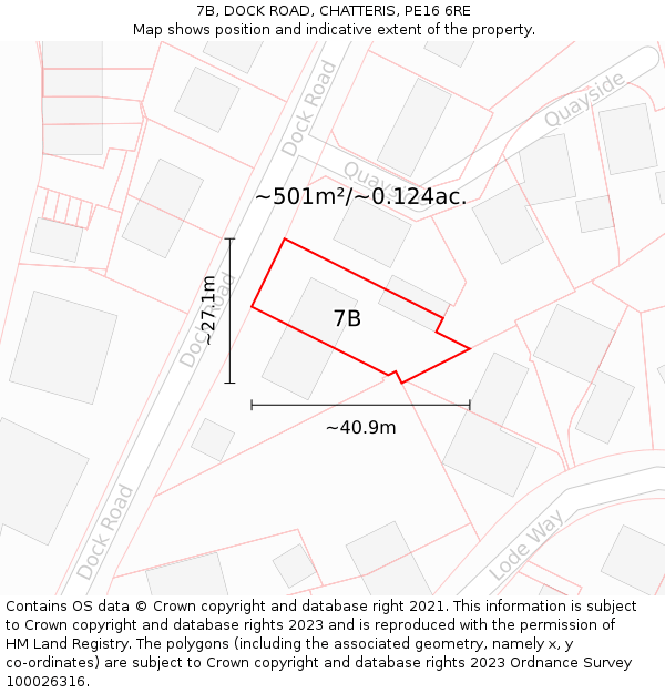7B, DOCK ROAD, CHATTERIS, PE16 6RE: Plot and title map