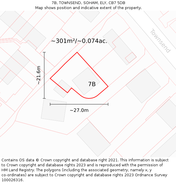 7B, TOWNSEND, SOHAM, ELY, CB7 5DB: Plot and title map