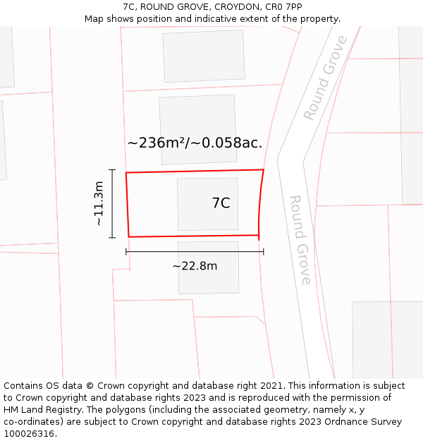 7C, ROUND GROVE, CROYDON, CR0 7PP: Plot and title map