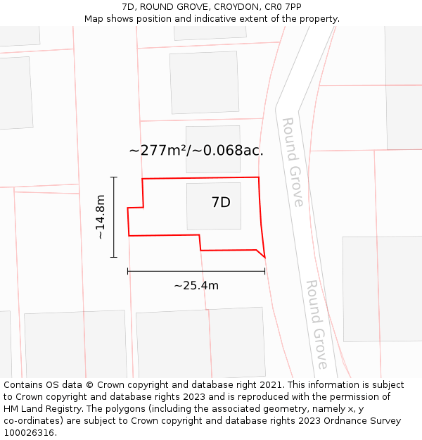 7D, ROUND GROVE, CROYDON, CR0 7PP: Plot and title map
