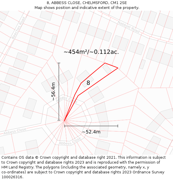 8, ABBESS CLOSE, CHELMSFORD, CM1 2SE: Plot and title map