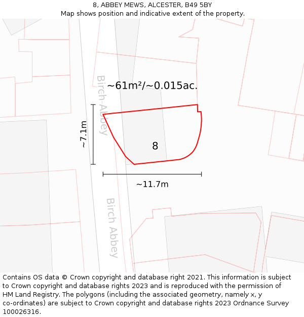 8, ABBEY MEWS, ALCESTER, B49 5BY: Plot and title map