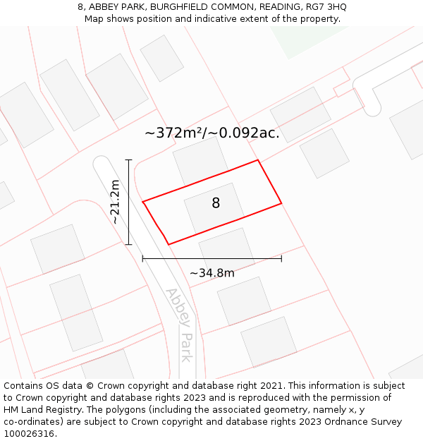 8, ABBEY PARK, BURGHFIELD COMMON, READING, RG7 3HQ: Plot and title map