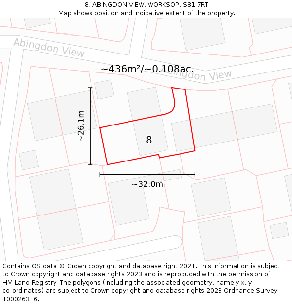 8, ABINGDON VIEW, WORKSOP, S81 7RT: Plot and title map