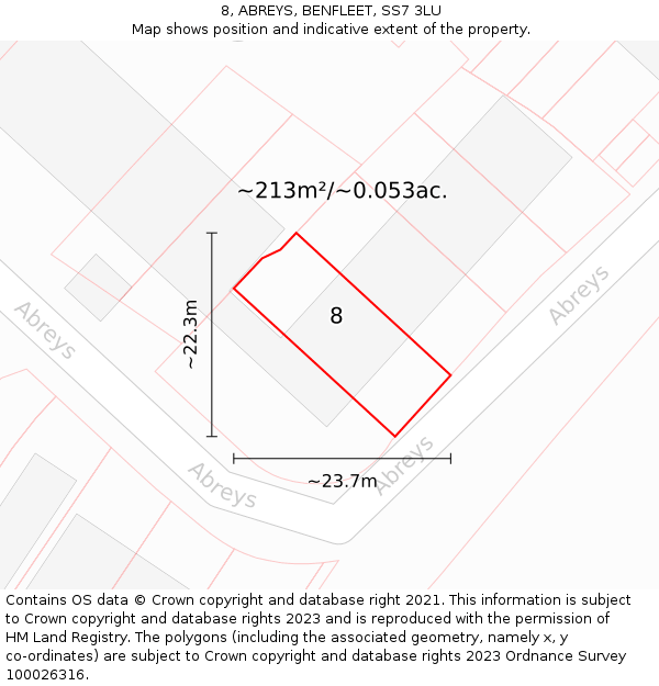 8, ABREYS, BENFLEET, SS7 3LU: Plot and title map