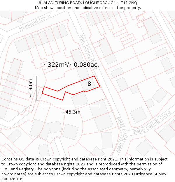 8, ALAN TURING ROAD, LOUGHBOROUGH, LE11 2NQ: Plot and title map