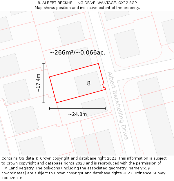8, ALBERT BECKHELLING DRIVE, WANTAGE, OX12 8GP: Plot and title map