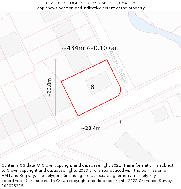 8, ALDERS EDGE, SCOTBY, CARLISLE, CA4 8FA: Plot and title map
