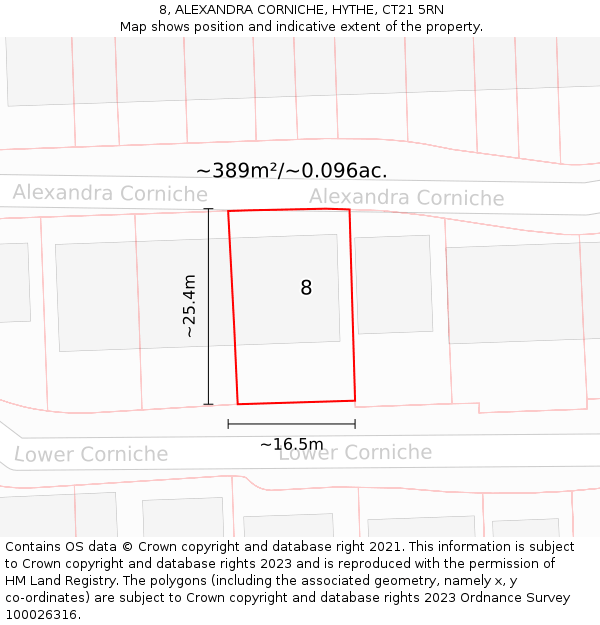 8, ALEXANDRA CORNICHE, HYTHE, CT21 5RN: Plot and title map