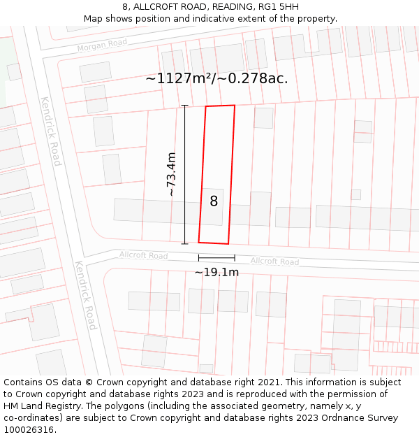 8, ALLCROFT ROAD, READING, RG1 5HH: Plot and title map