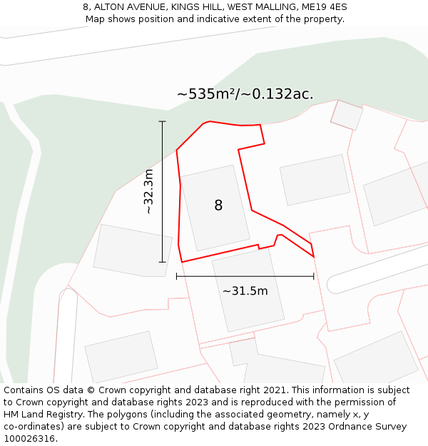 8, ALTON AVENUE, KINGS HILL, WEST MALLING, ME19 4ES: Plot and title map