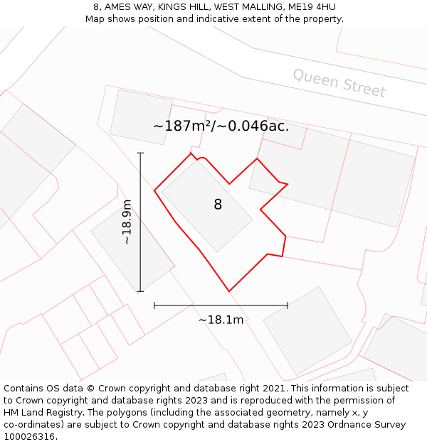 8, AMES WAY, KINGS HILL, WEST MALLING, ME19 4HU: Plot and title map