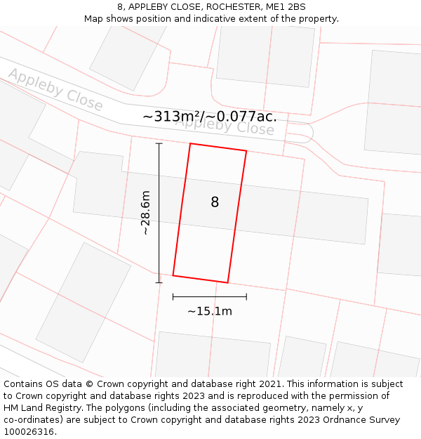 8, APPLEBY CLOSE, ROCHESTER, ME1 2BS: Plot and title map