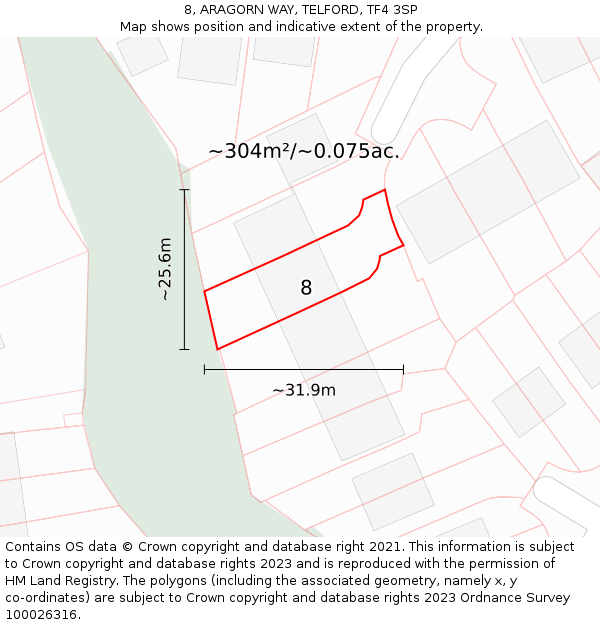 8, ARAGORN WAY, TELFORD, TF4 3SP: Plot and title map
