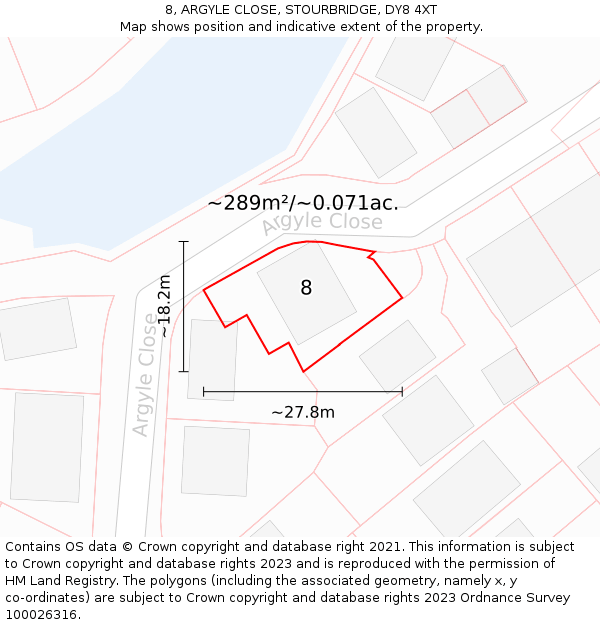 8, ARGYLE CLOSE, STOURBRIDGE, DY8 4XT: Plot and title map