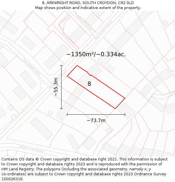 8, ARKWRIGHT ROAD, SOUTH CROYDON, CR2 0LD: Plot and title map