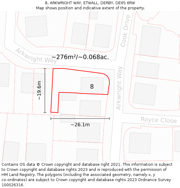 8, ARKWRIGHT WAY, ETWALL, DERBY, DE65 6RW: Plot and title map