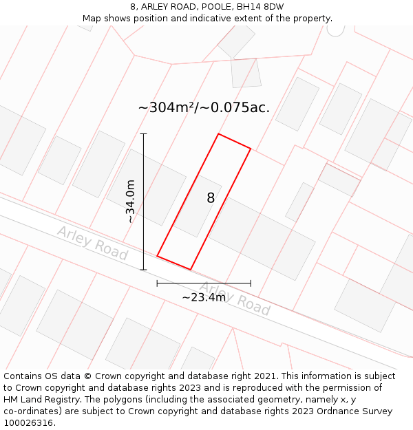 8, ARLEY ROAD, POOLE, BH14 8DW: Plot and title map