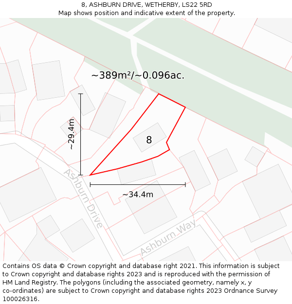 8, ASHBURN DRIVE, WETHERBY, LS22 5RD: Plot and title map